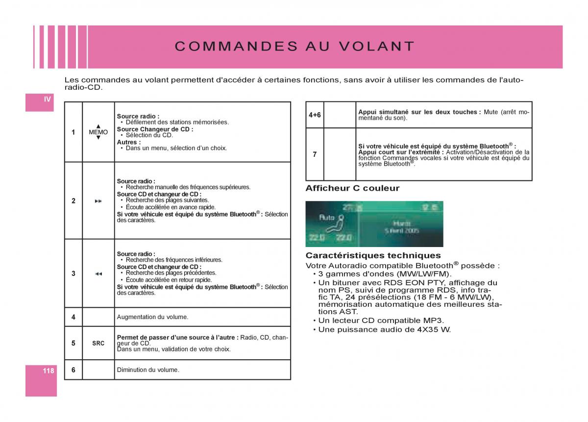 Citroen C6 manuel du proprietaire / page 122