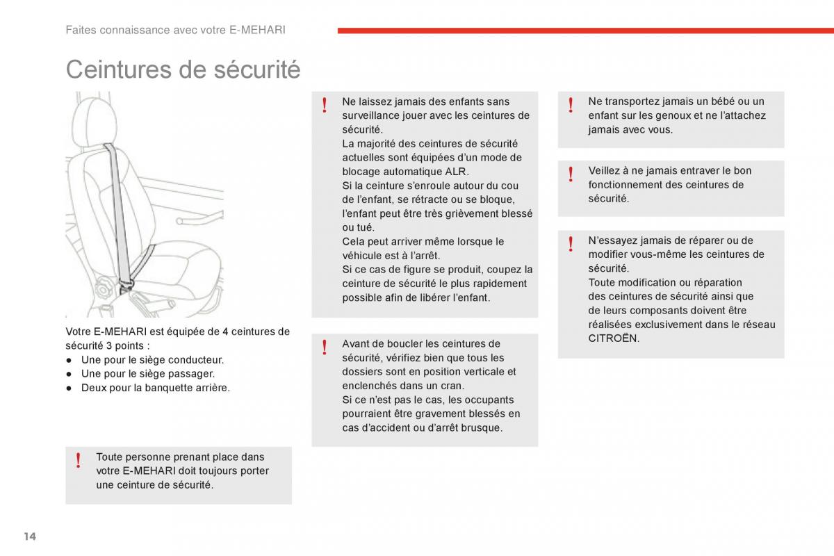 Citroen E Mehari manuel du proprietaire / page 16