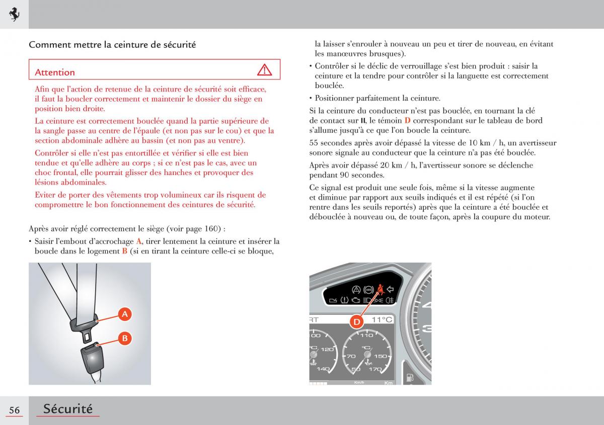 Ferrari 458 Italia manuel du proprietaire / page 56