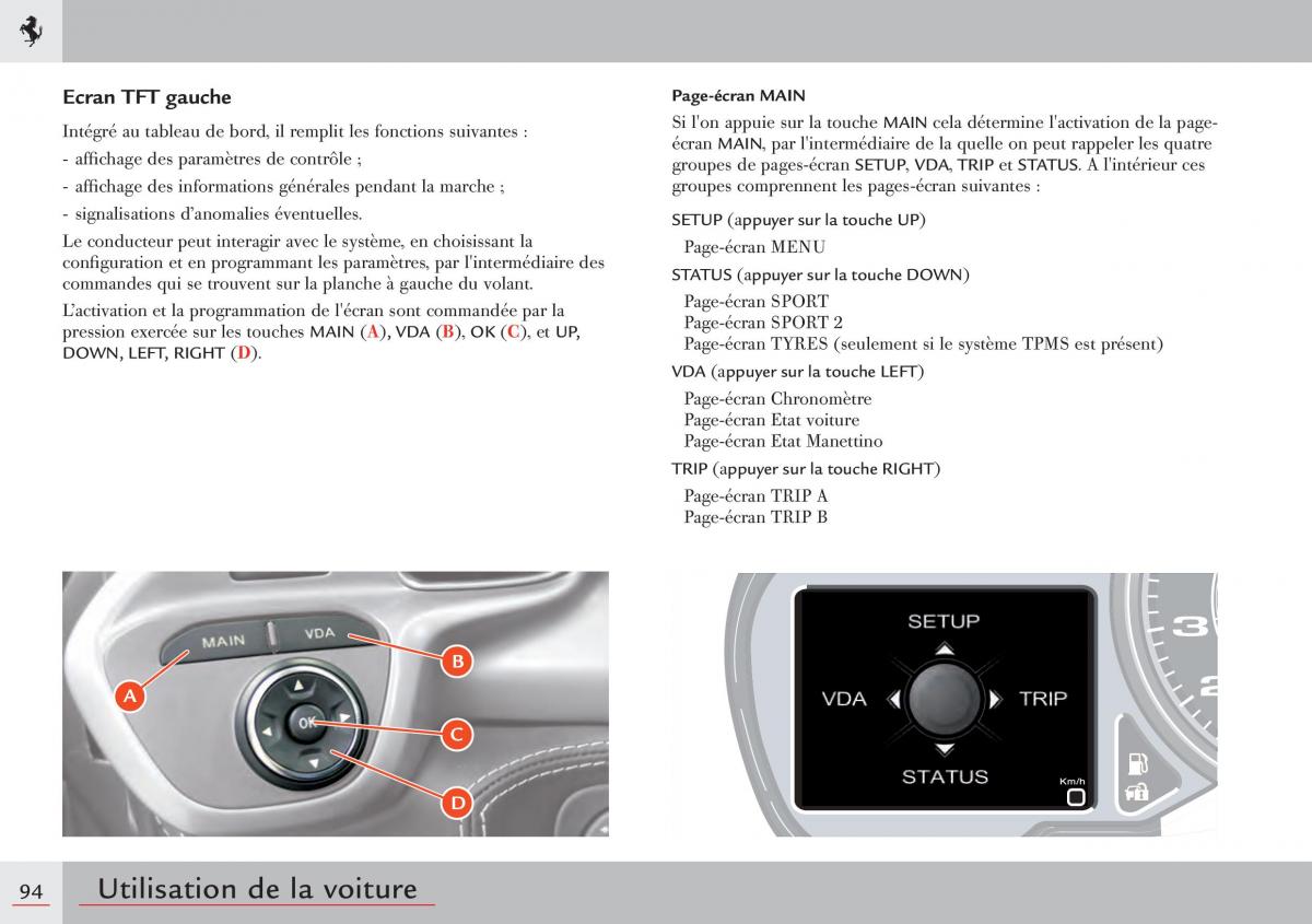 Ferrari 458 Italia manuel du proprietaire / page 94