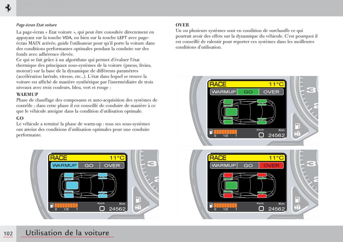 Ferrari 458 Italia manuel du proprietaire / page 102