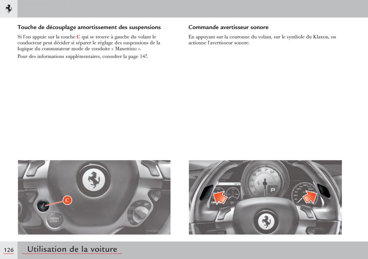 Ferrari 458 Italia manuel du proprietaire / page 126