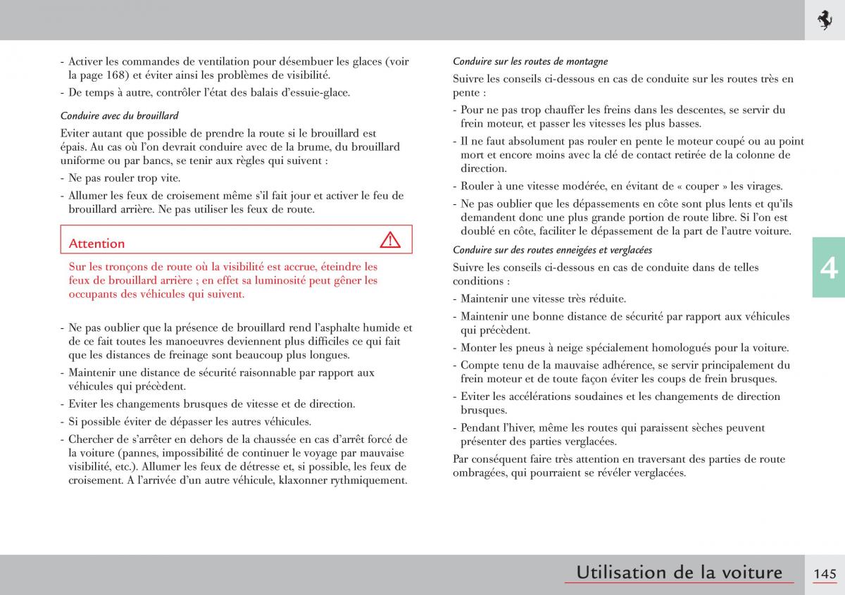 Ferrari 458 Italia manuel du proprietaire / page 145