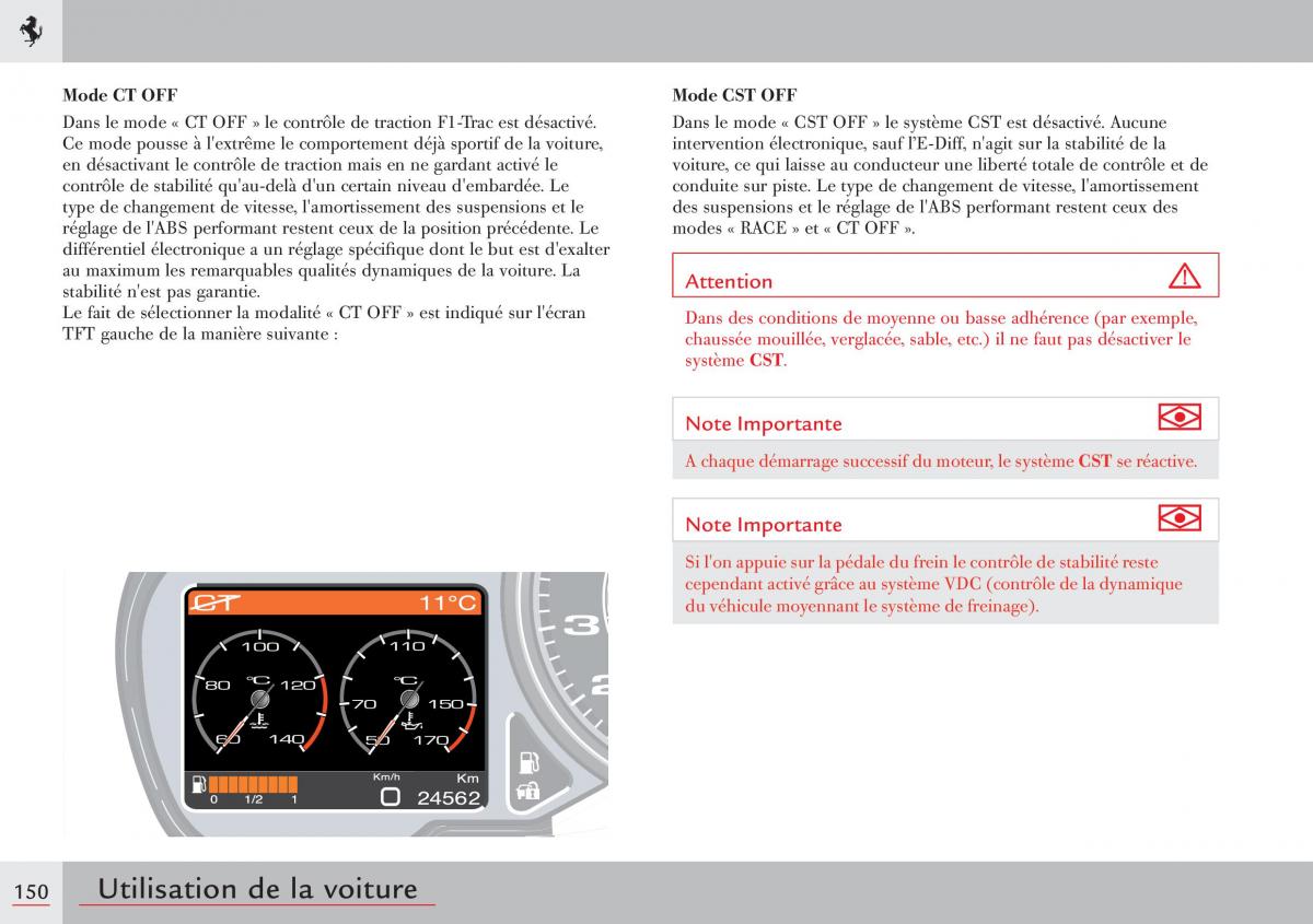 Ferrari 458 Italia manuel du proprietaire / page 150