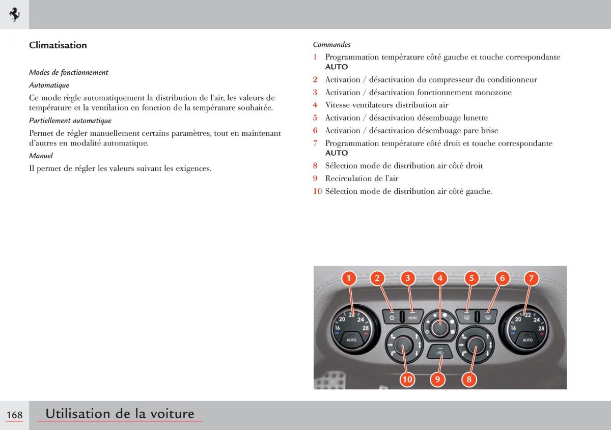 Ferrari 458 Italia manuel du proprietaire / page 168