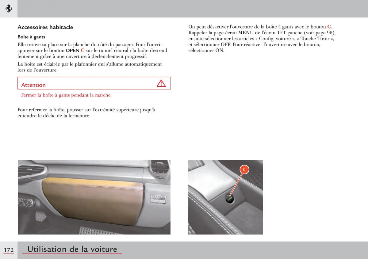 Ferrari 458 Italia manuel du proprietaire / page 172