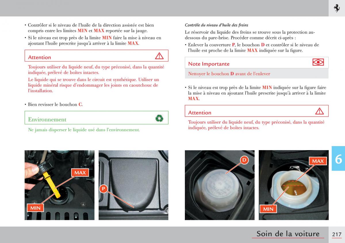 Ferrari 458 Italia manuel du proprietaire / page 217