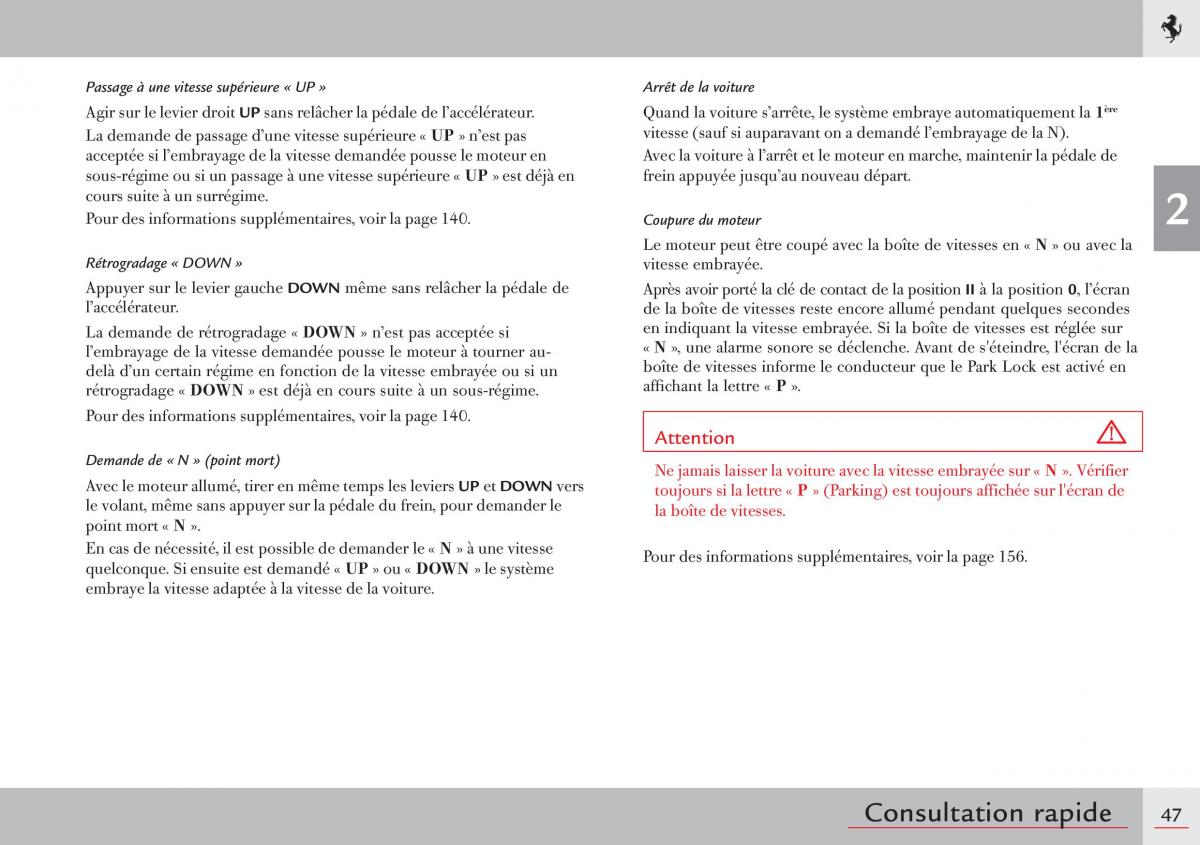 Ferrari 458 Italia manuel du proprietaire / page 47