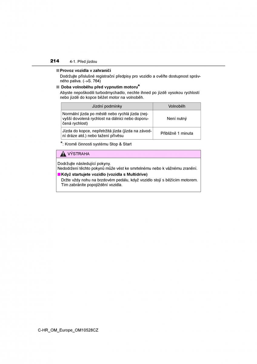 Toyota C HR navod k obsludze / page 214