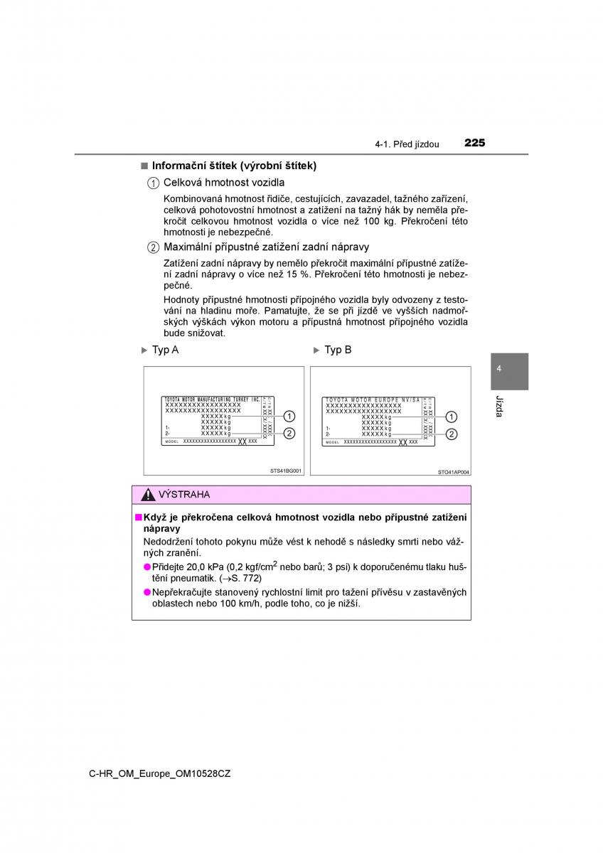 Toyota C HR navod k obsludze / page 225