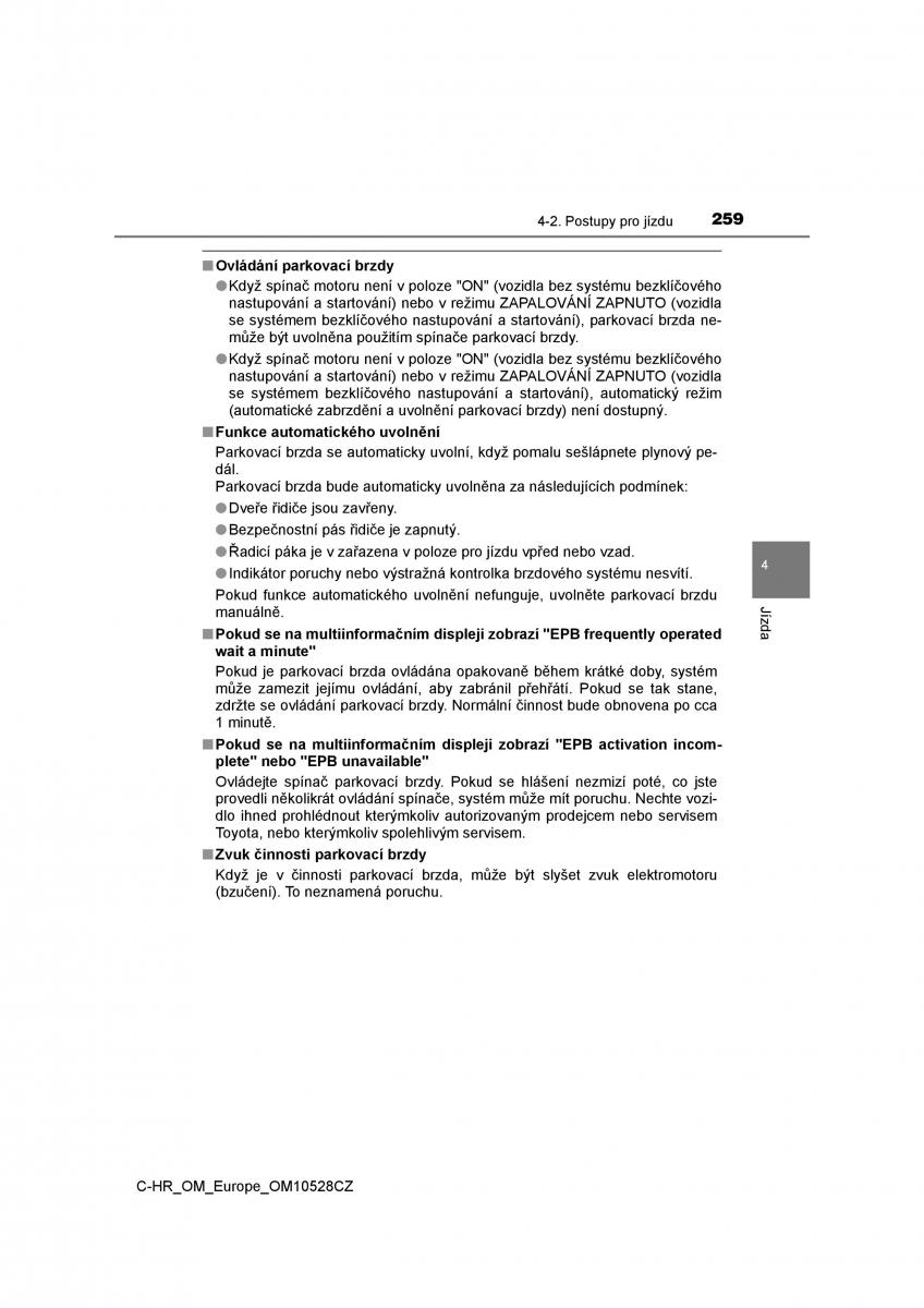 Toyota C HR navod k obsludze / page 259