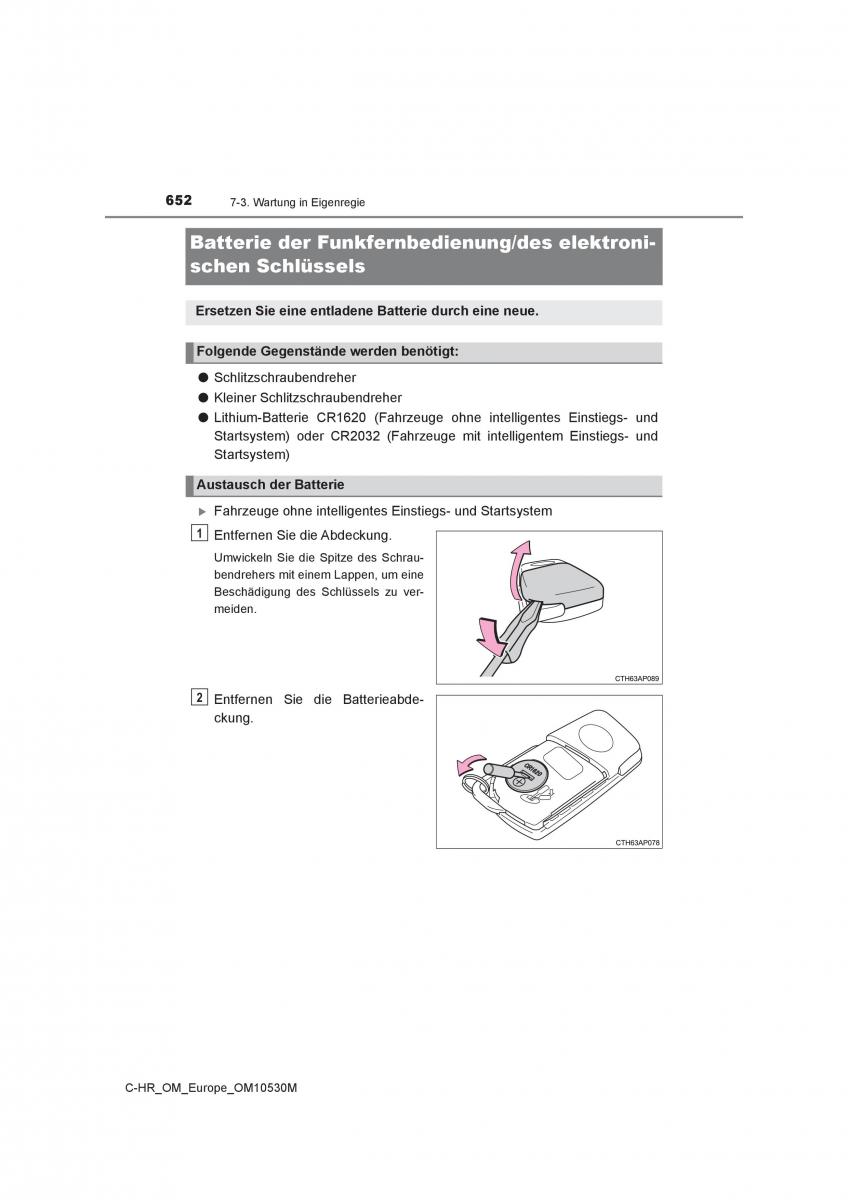 Toyota C HR Handbuch / page 652