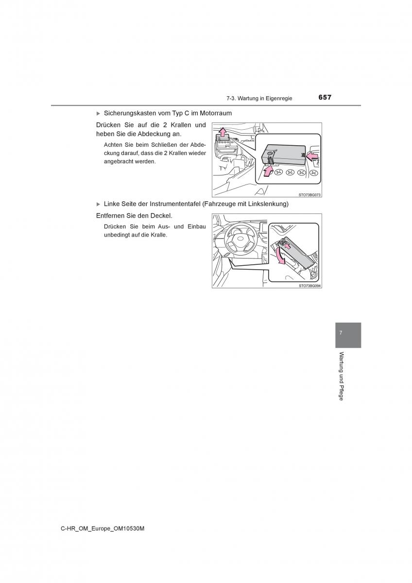 Toyota C HR Handbuch / page 657