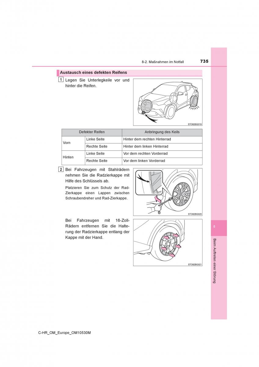 Toyota C HR Handbuch / page 735