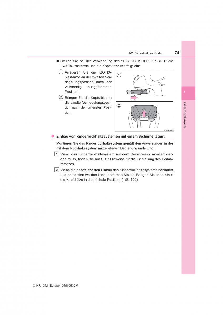 Toyota C HR Handbuch / page 75