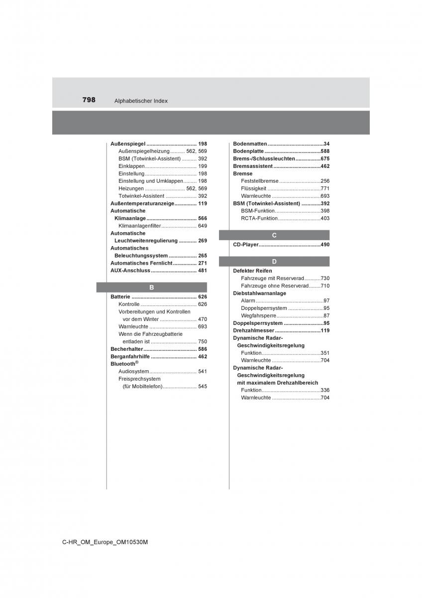 Toyota C HR Handbuch / page 798