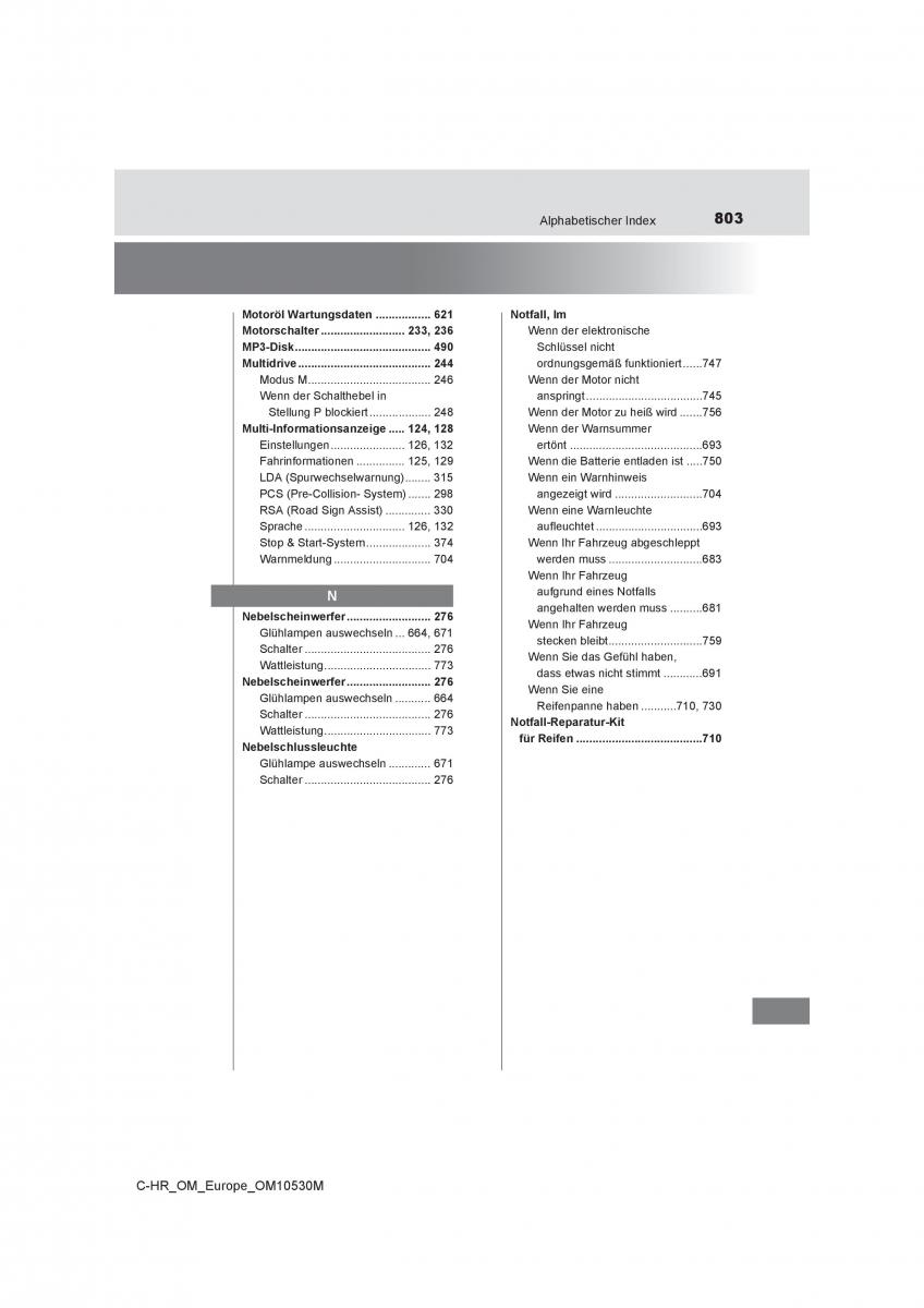 Toyota C HR Handbuch / page 803