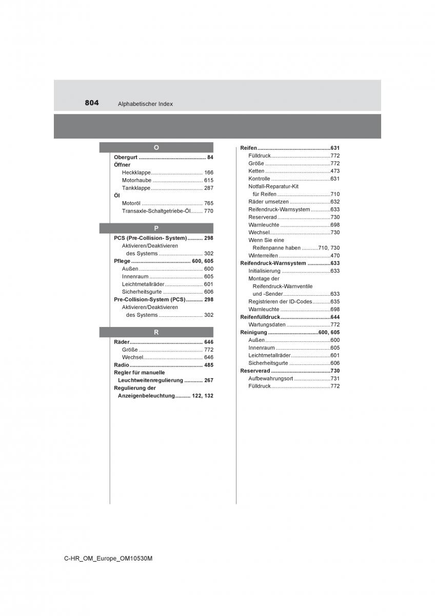 Toyota C HR Handbuch / page 804