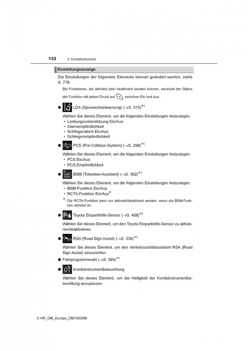 Toyota C HR Handbuch / page 132