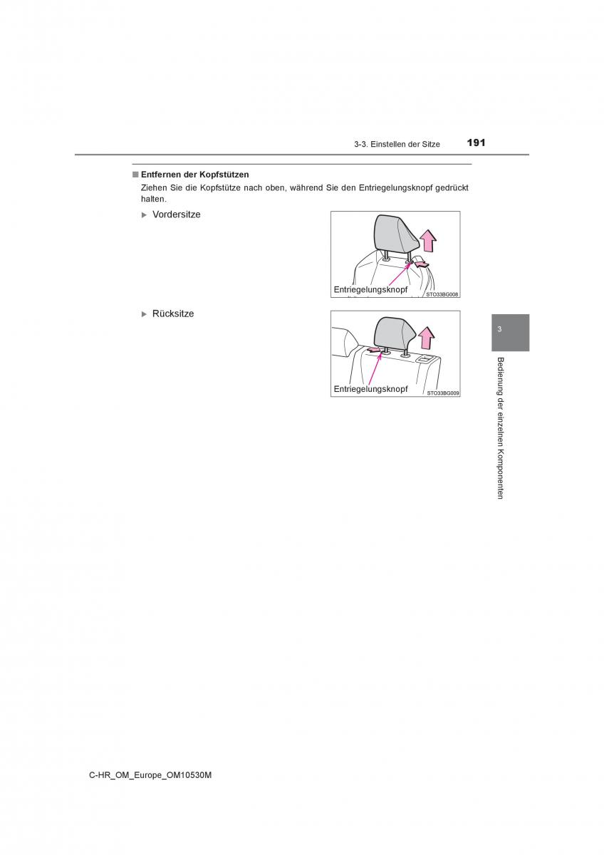 Toyota C HR Handbuch / page 191