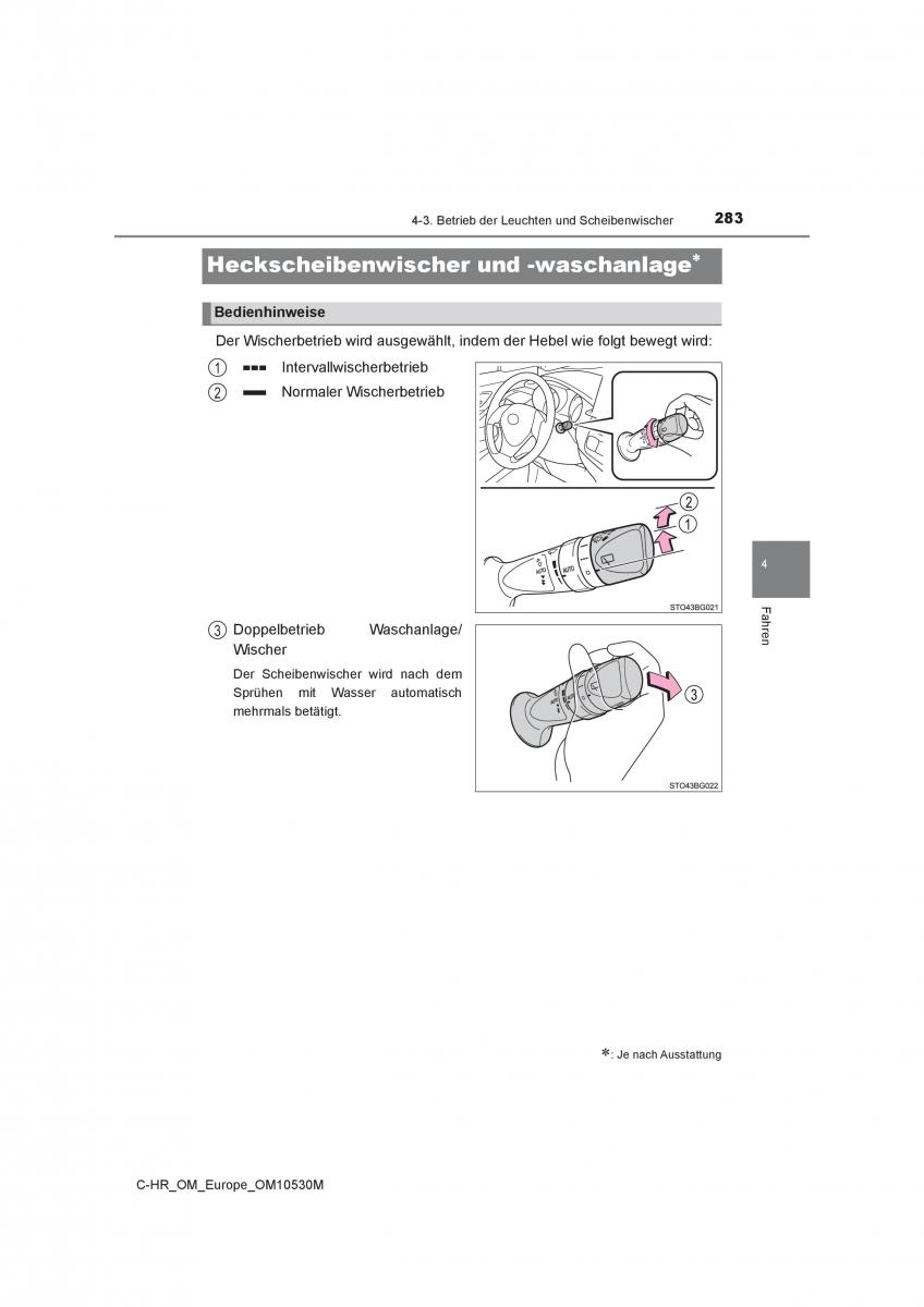 Toyota C HR Handbuch / page 283