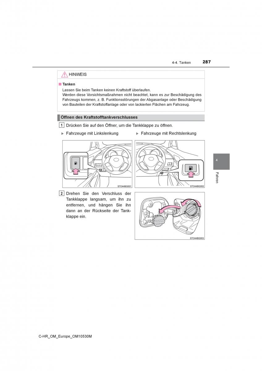 Toyota C HR Handbuch / page 287