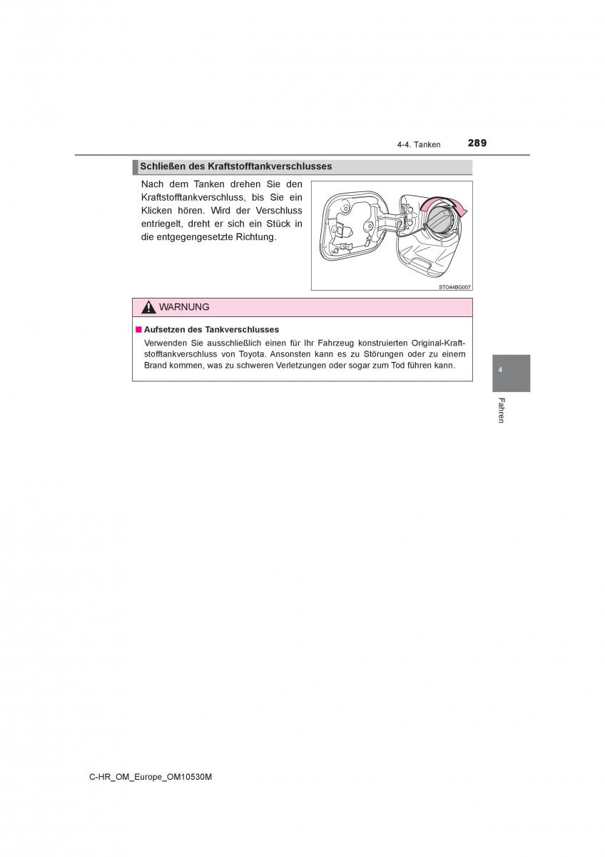 Toyota C HR Handbuch / page 289