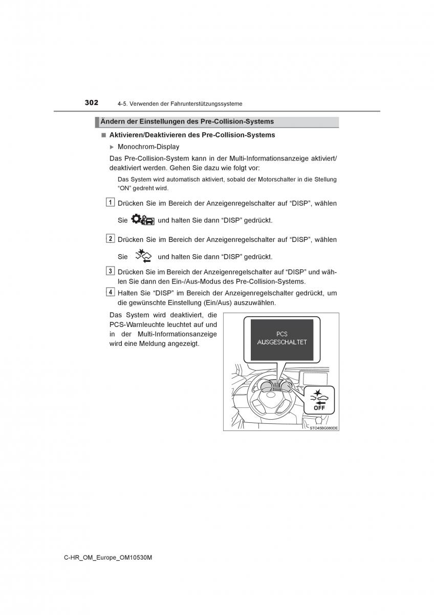 Toyota C HR Handbuch / page 302