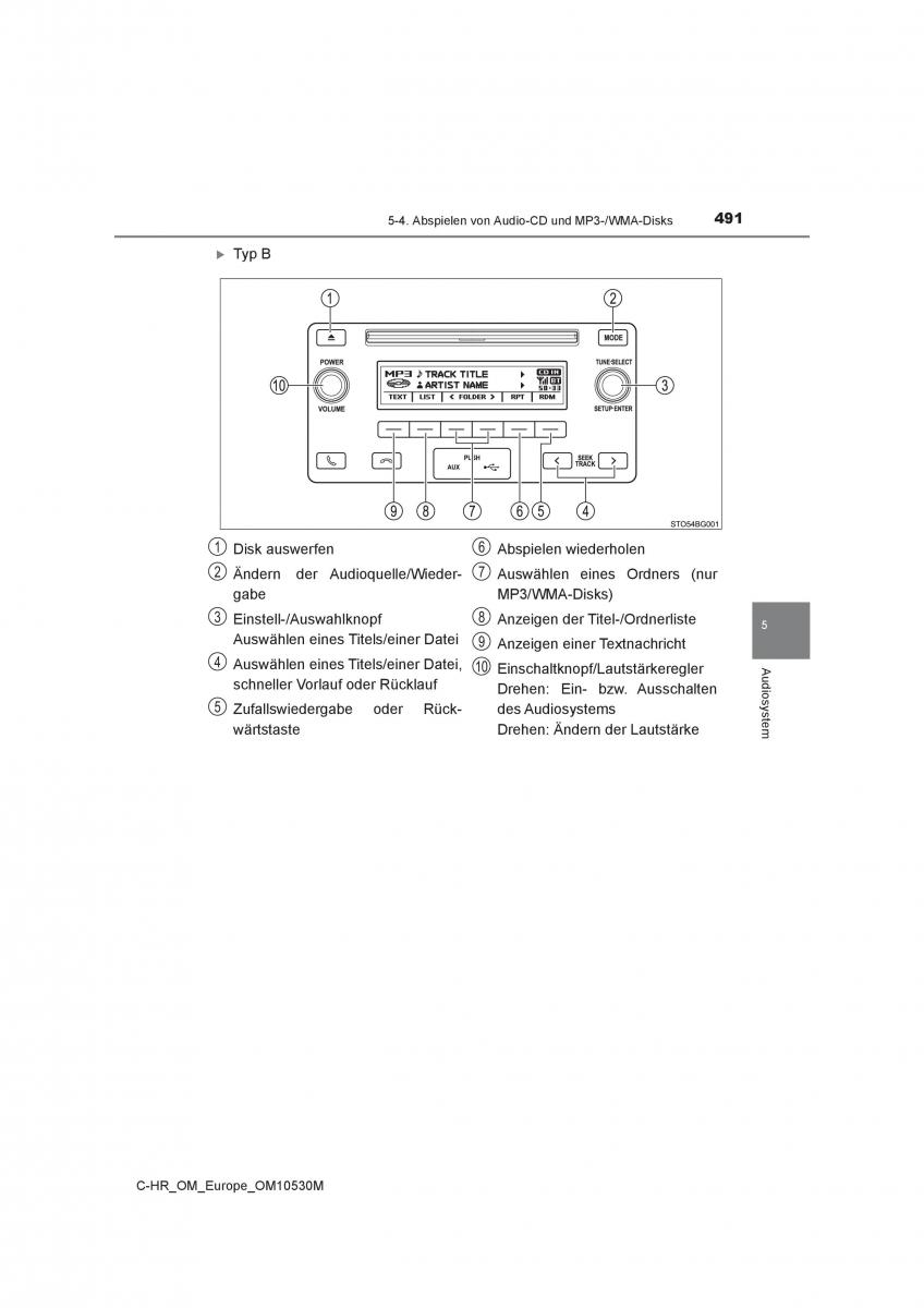 Toyota C HR Handbuch / page 491