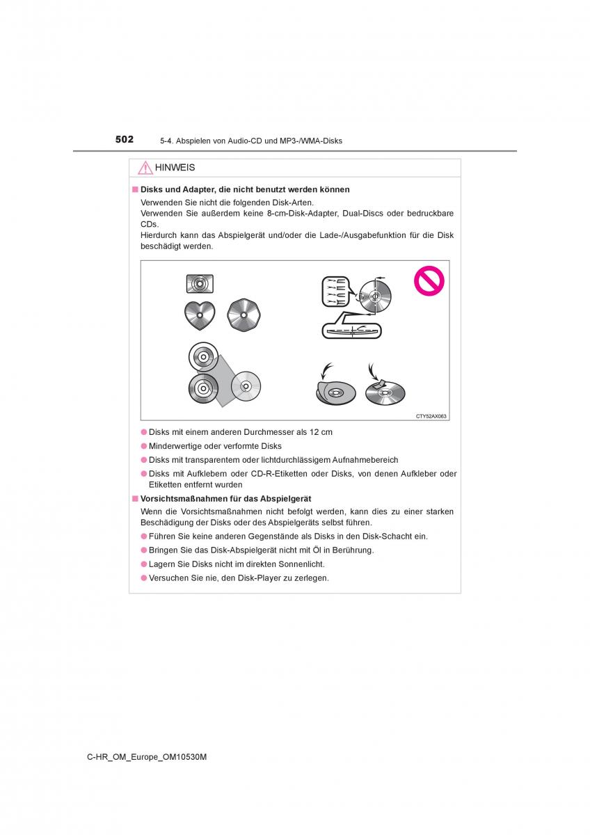 Toyota C HR Handbuch / page 502