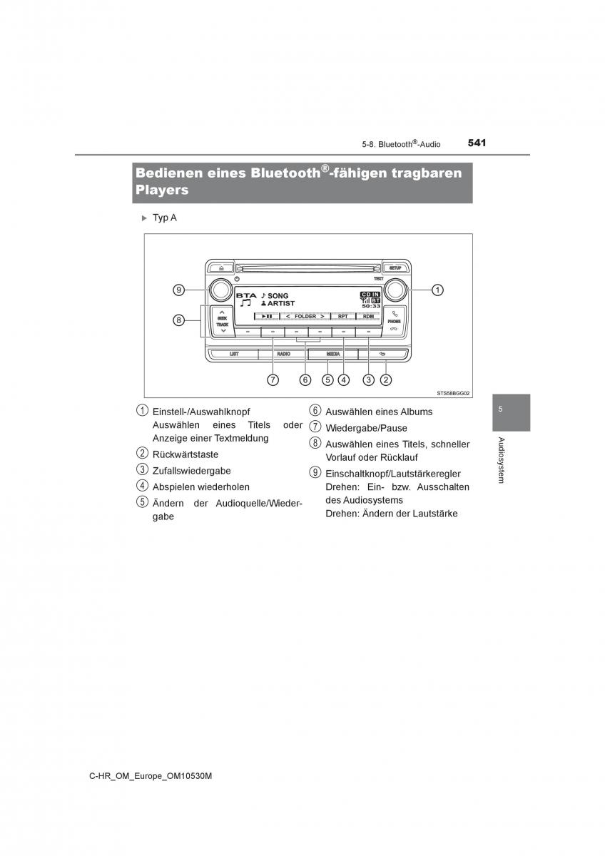 Toyota C HR Handbuch / page 541