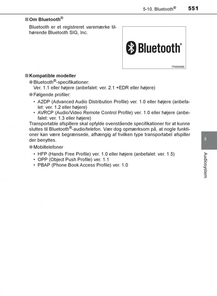 Toyota C HR Bilens instruktionsbog / page 551