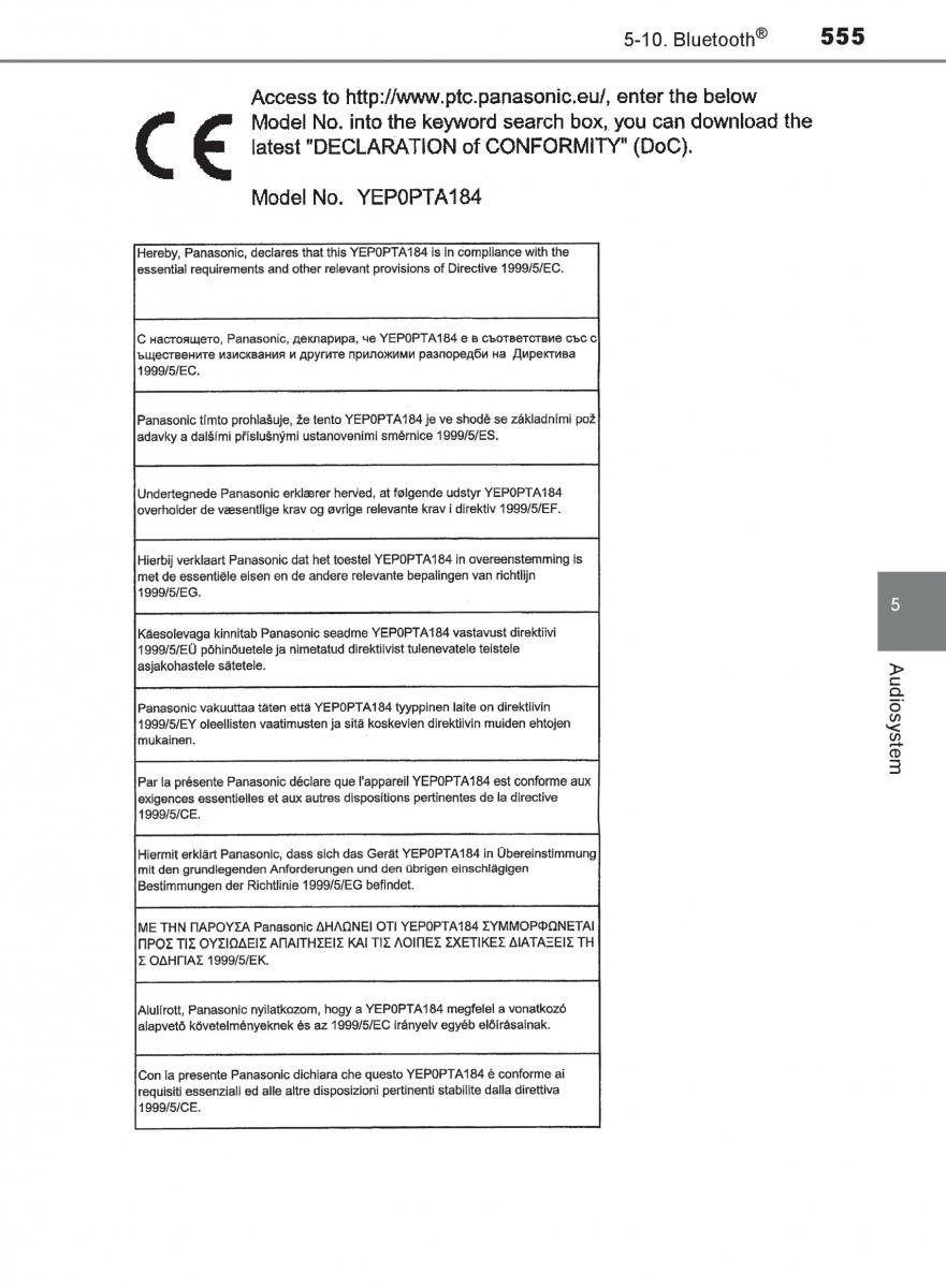 Toyota C HR Bilens instruktionsbog / page 555