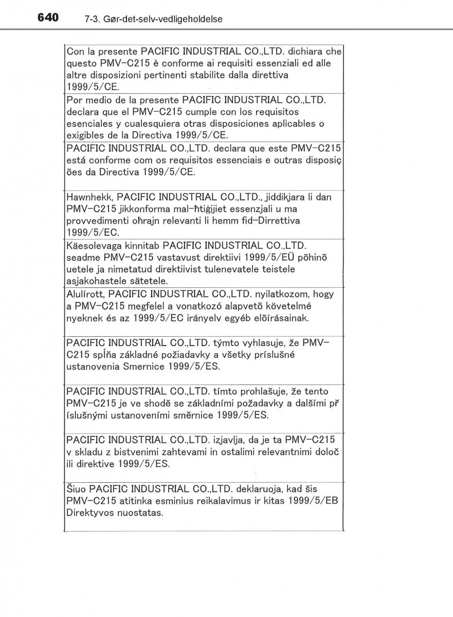 Toyota C HR Bilens instruktionsbog / page 640