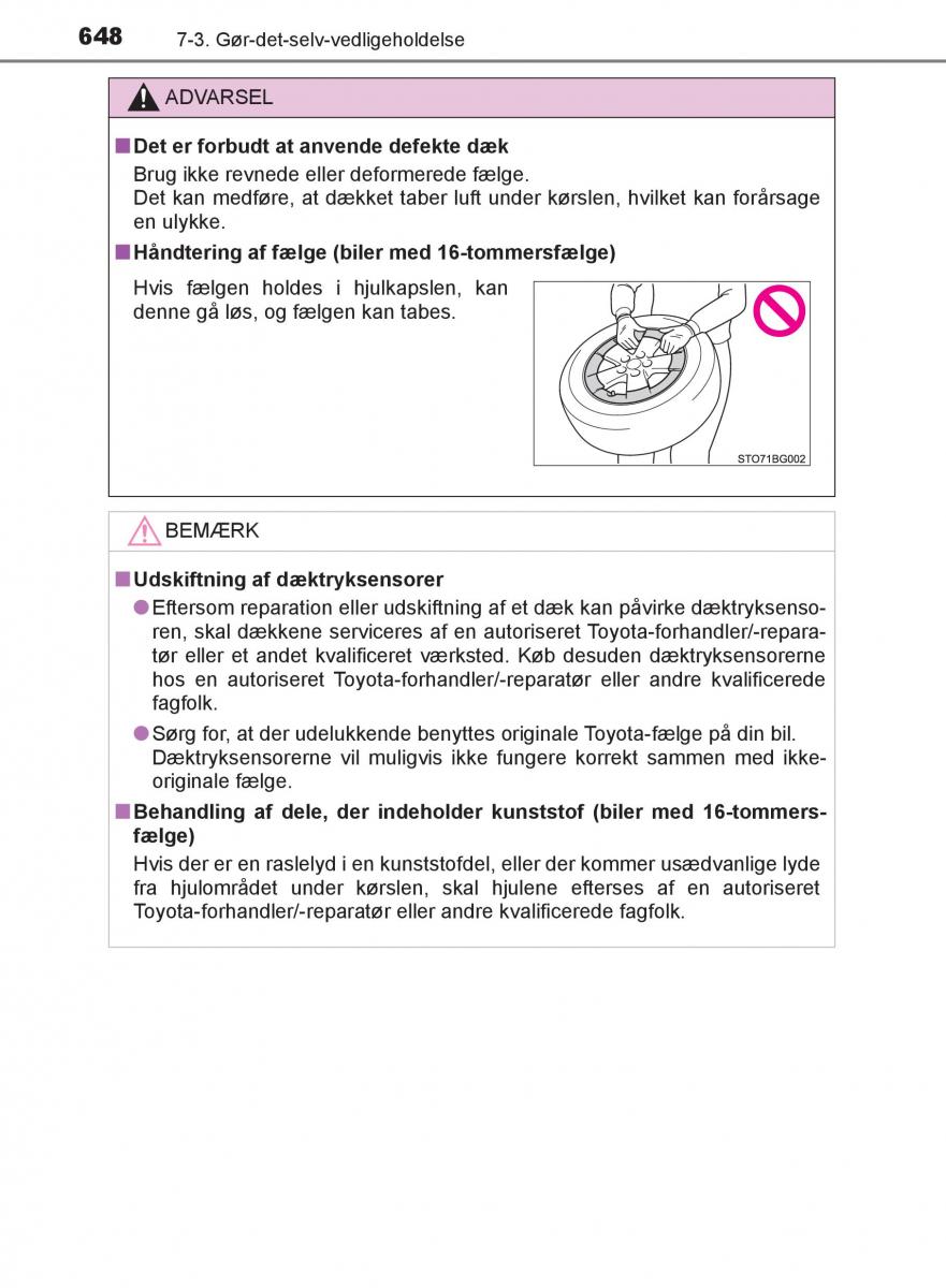 Toyota C HR Bilens instruktionsbog / page 648