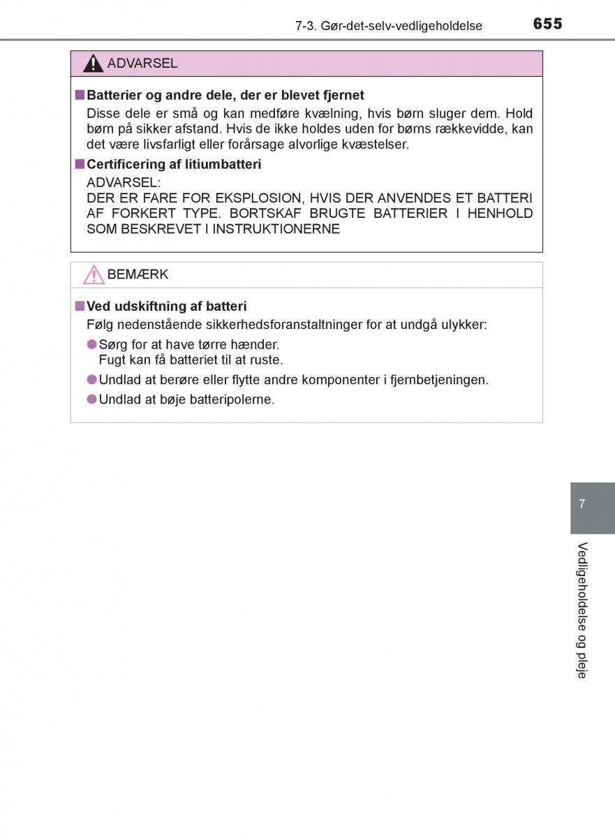 Toyota C HR Bilens instruktionsbog / page 655