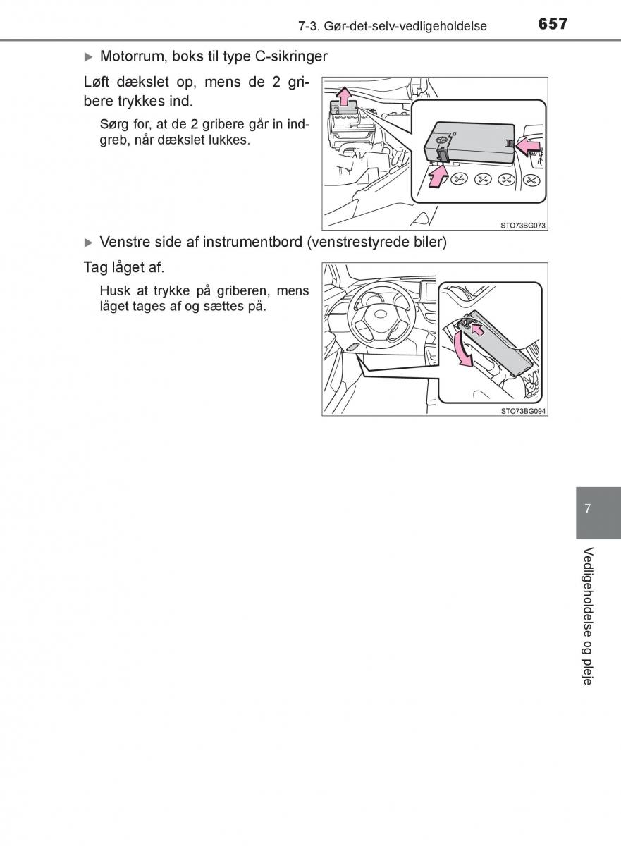 Toyota C HR Bilens instruktionsbog / page 657