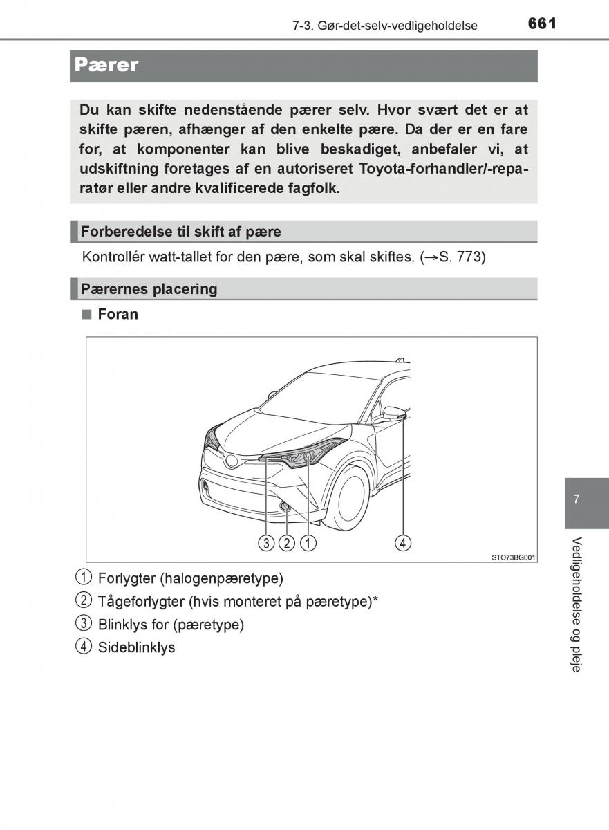 Toyota C HR Bilens instruktionsbog / page 661