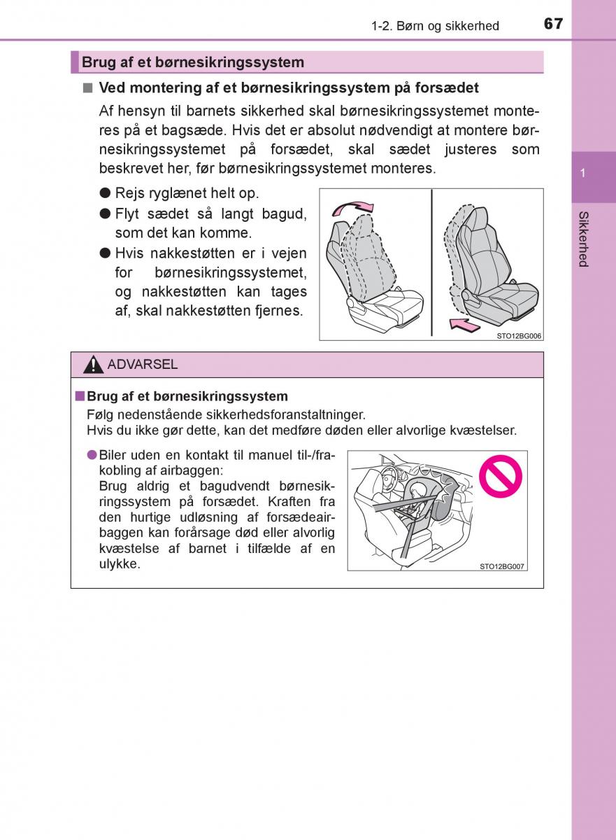 Toyota C HR Bilens instruktionsbog / page 67