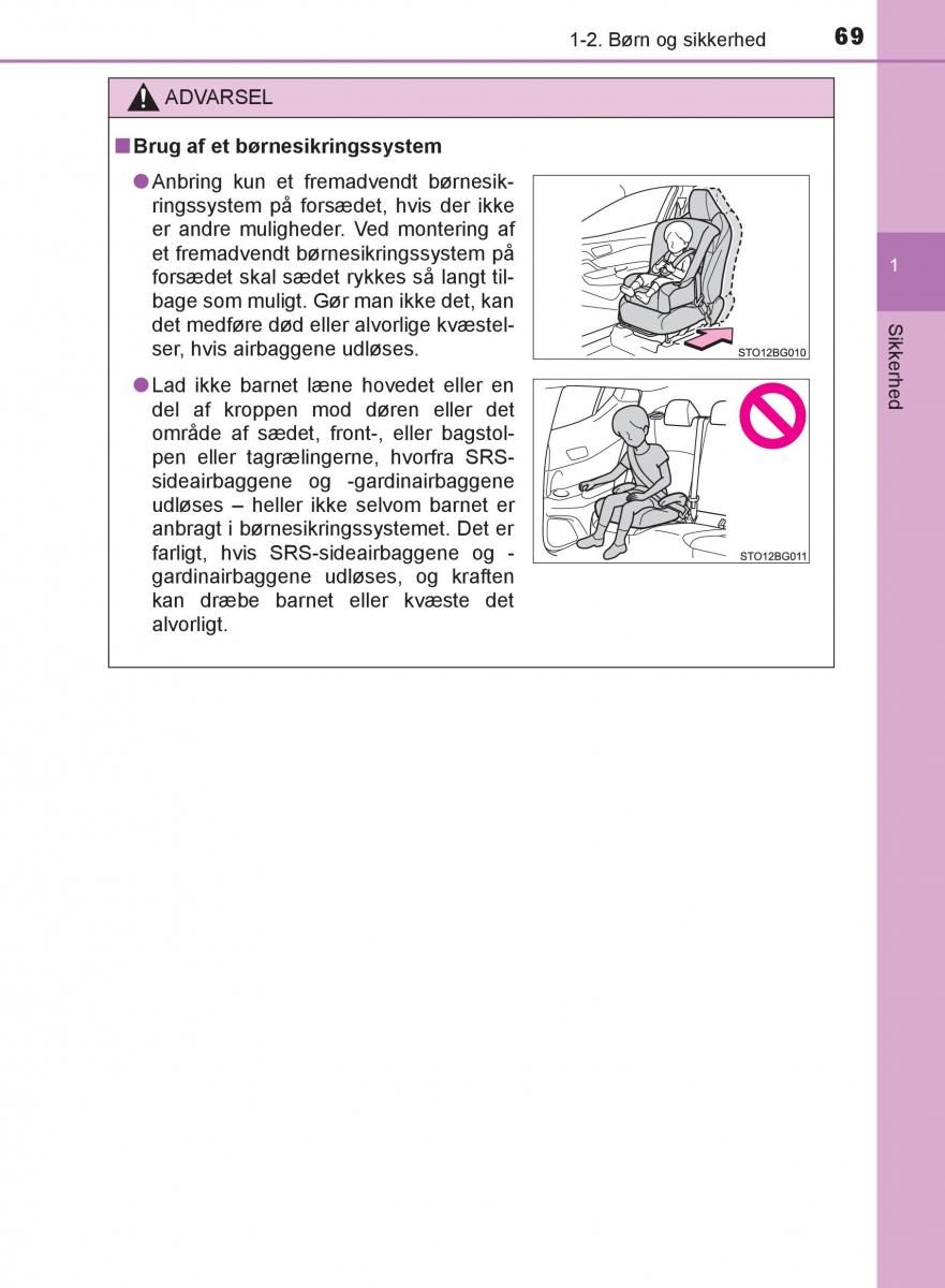 Toyota C HR Bilens instruktionsbog / page 69