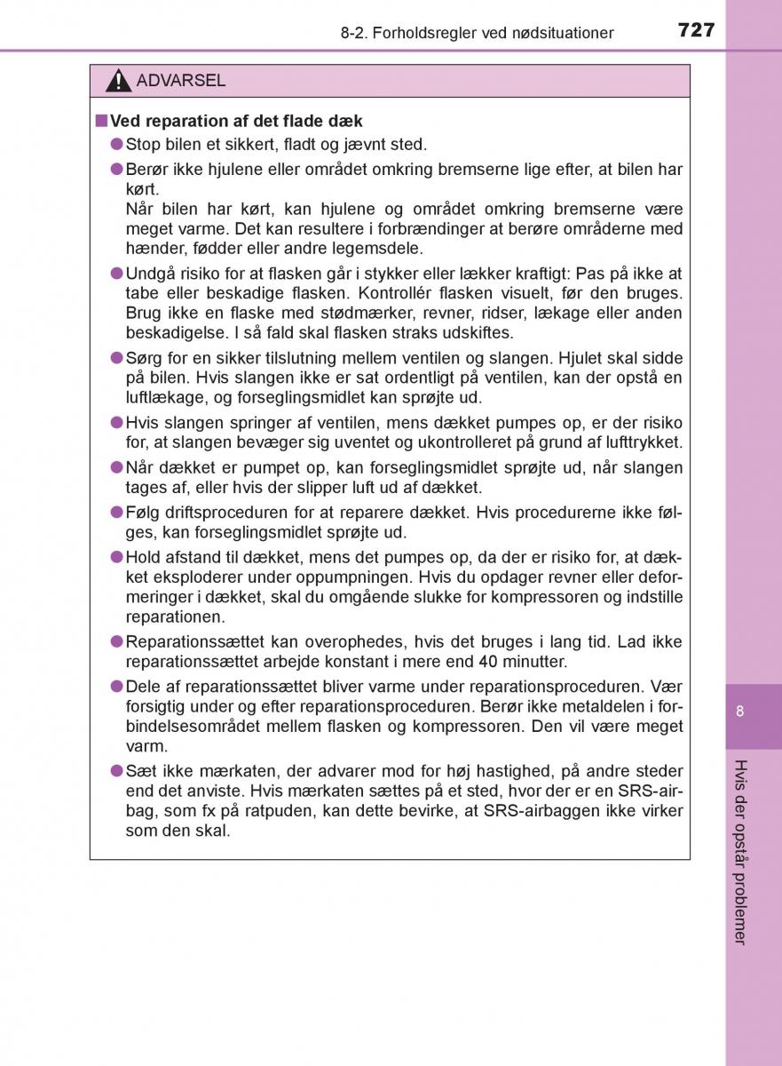 Toyota C HR Bilens instruktionsbog / page 727