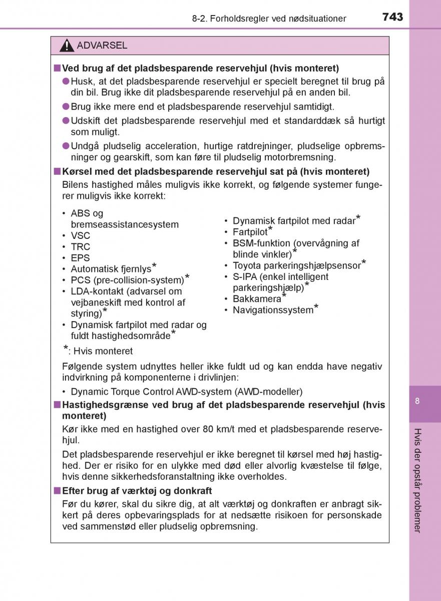 Toyota C HR Bilens instruktionsbog / page 743