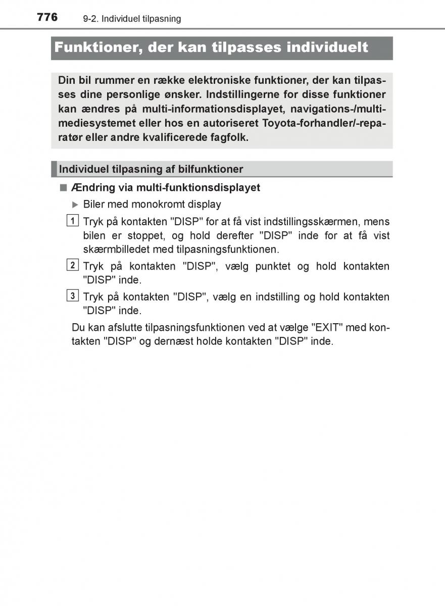 Toyota C HR Bilens instruktionsbog / page 776