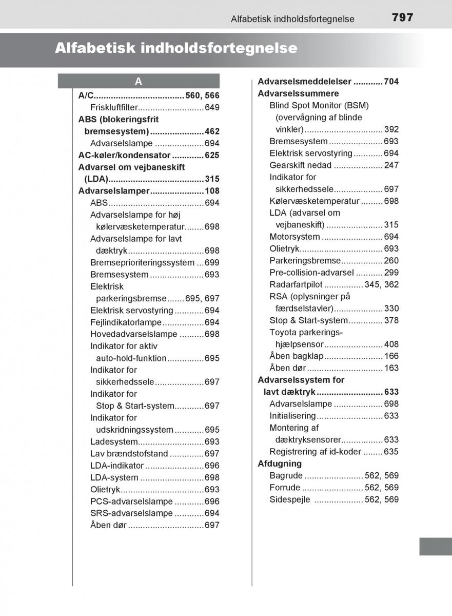 Toyota C HR Bilens instruktionsbog / page 797