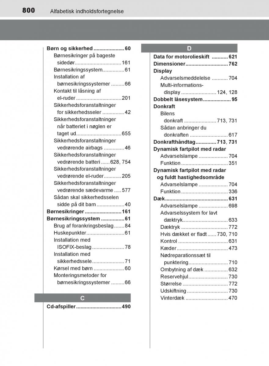 Toyota C HR Bilens instruktionsbog / page 800