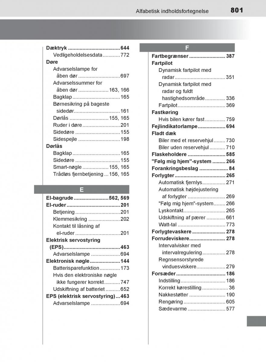 Toyota C HR Bilens instruktionsbog / page 801