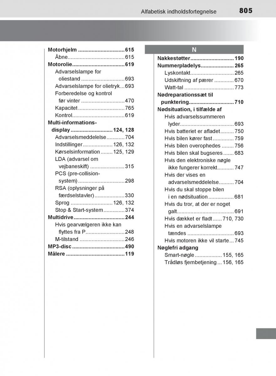 Toyota C HR Bilens instruktionsbog / page 805