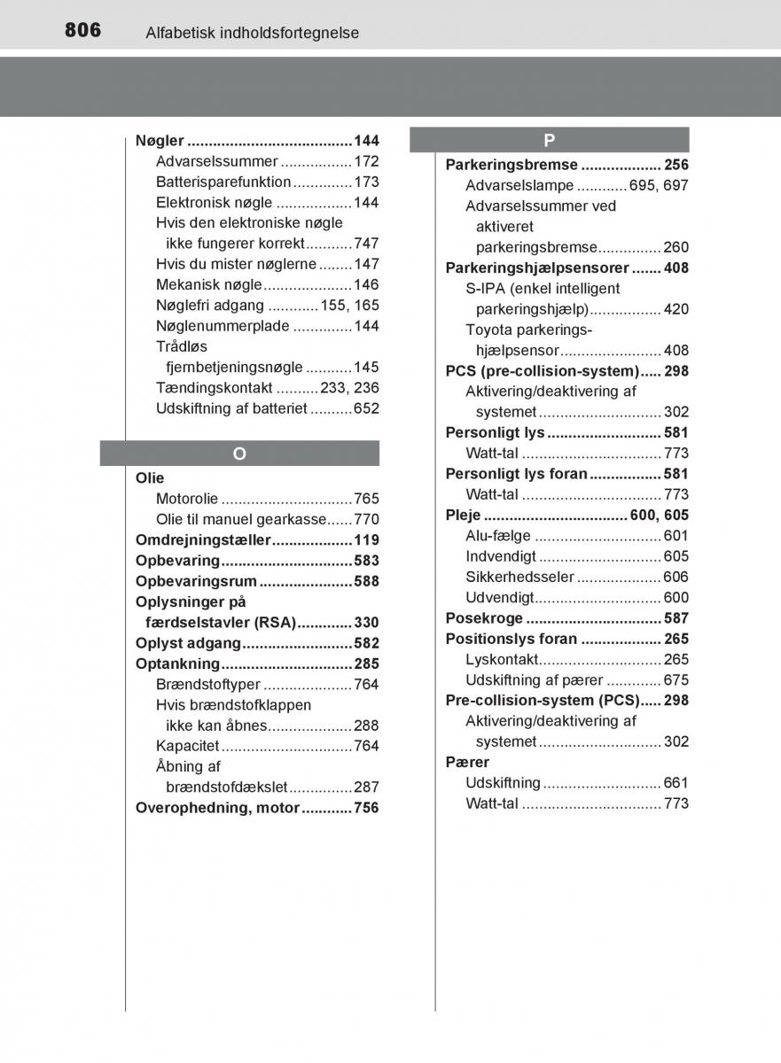 Toyota C HR Bilens instruktionsbog / page 806