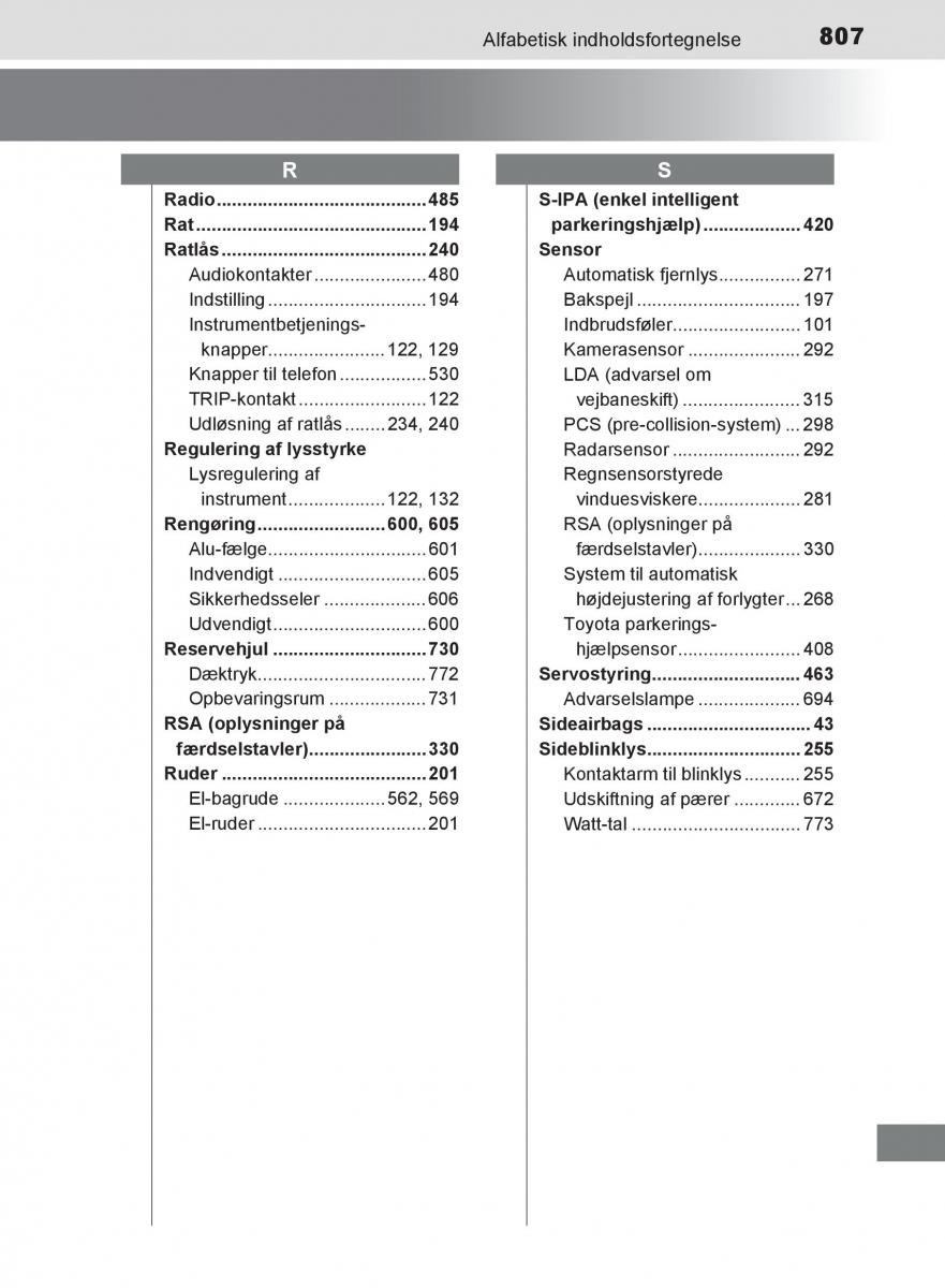 Toyota C HR Bilens instruktionsbog / page 807