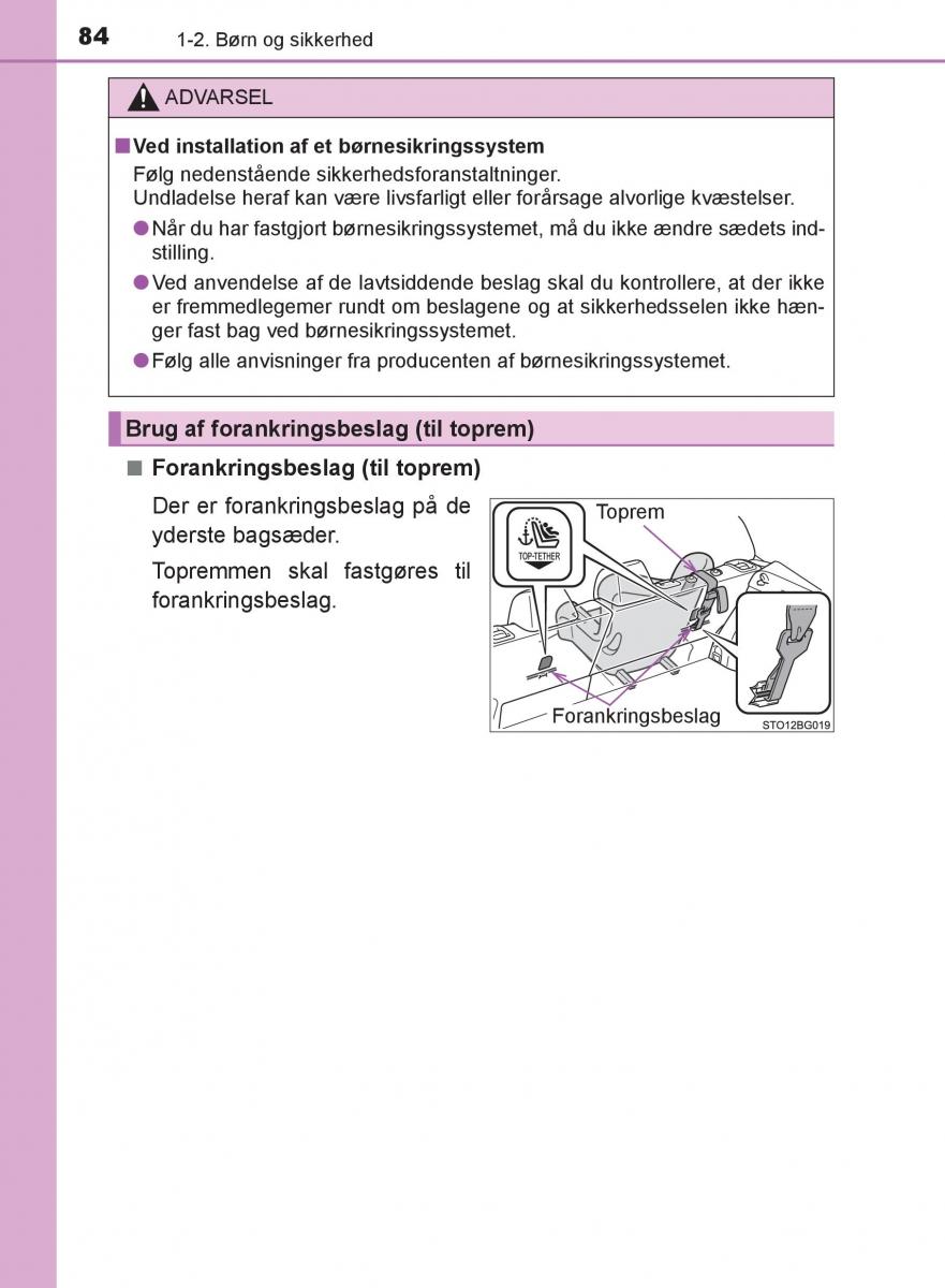 Toyota C HR Bilens instruktionsbog / page 84